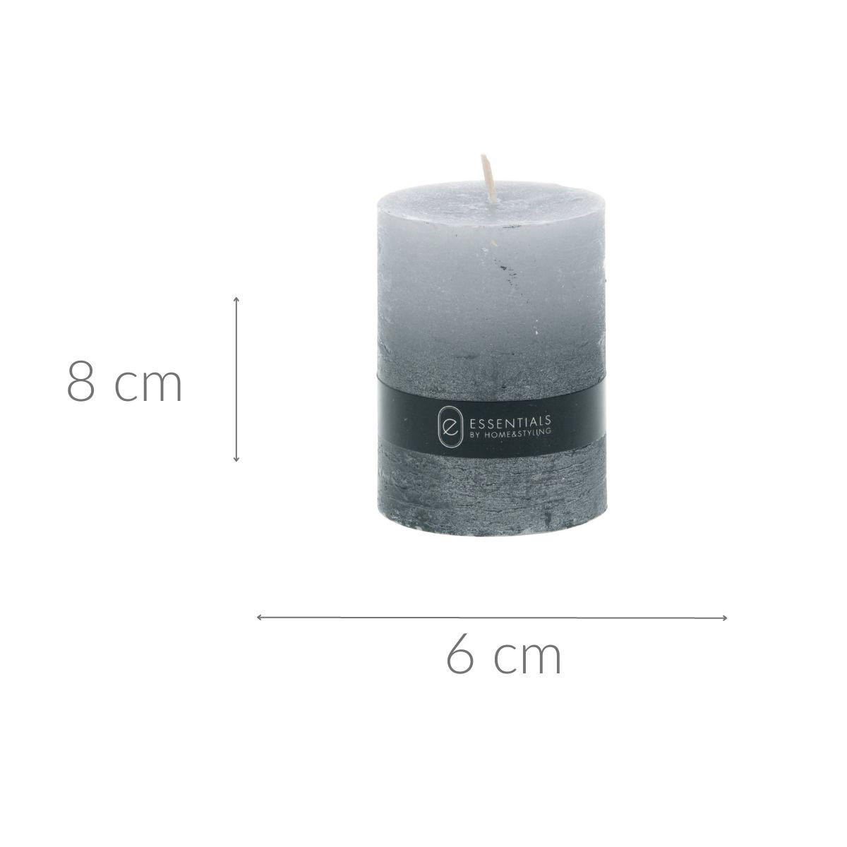 KERZE Dip Dye 8 cm - Grau, Paraffin (6/8/6cm) - Home Styling Collection