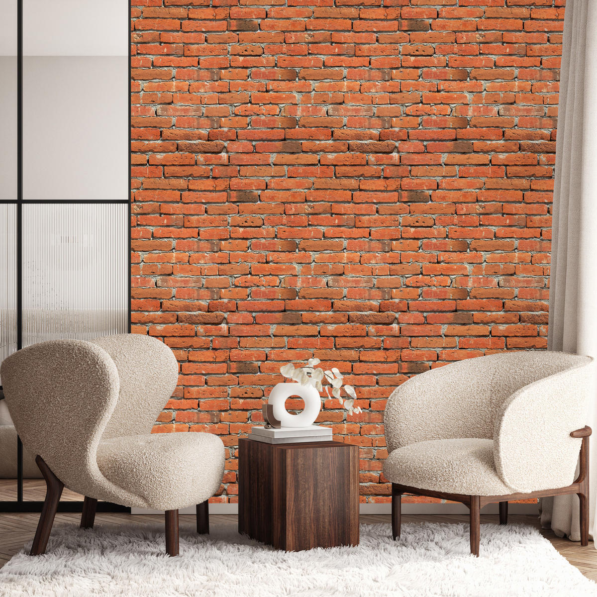 VLIESTAPETE Alte Ziegelwand in 3D-Optik – Ziegelrot – 50x1000 cm - Rotbraun, Papier (50/1000cm) - Muralo