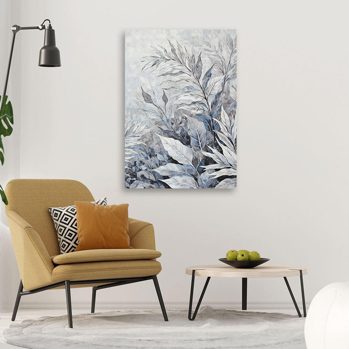 WANDBILD blätter abstrakte botanik - Silberfarben, Textil (40/60cm) - Feeby