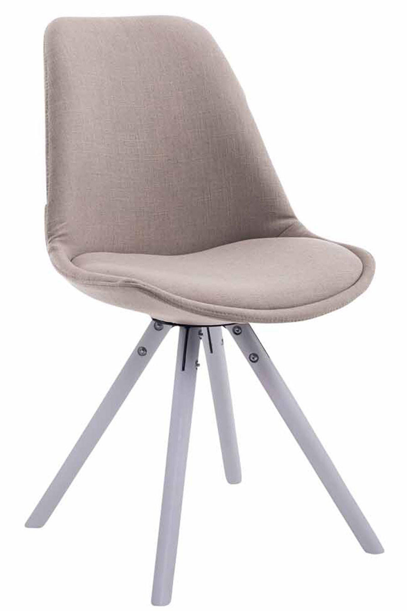 STUHL Stoff Taupe - Taupe/Weiß, Holz/Textil (48/84/56cm) - CLP