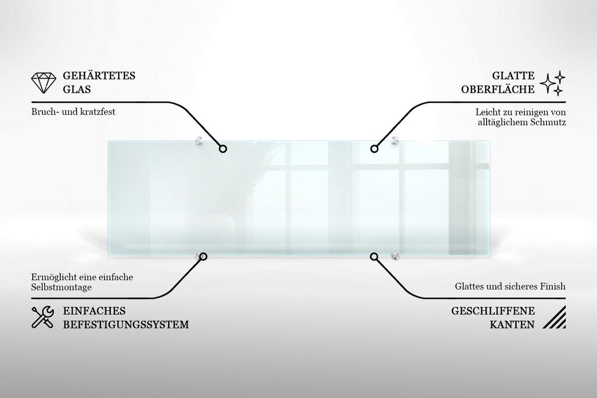 KÜCHENRÜCKWAND 100 x 30 cm Transparente Glasplatte - Transparent, Glas (100/30/0.4cm) - TULUP