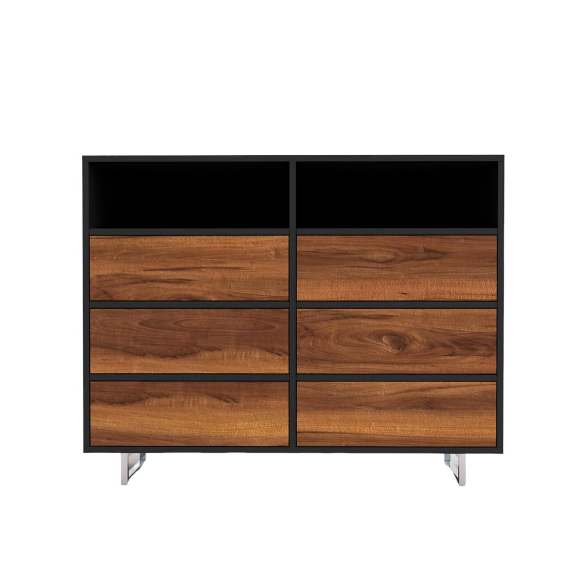 KOMMODE aus Massivholz mit Schubladen für das Wohnzimmer NESCA II - Eichefarben, Holz (120/95/40cm) - Rawood Furniture