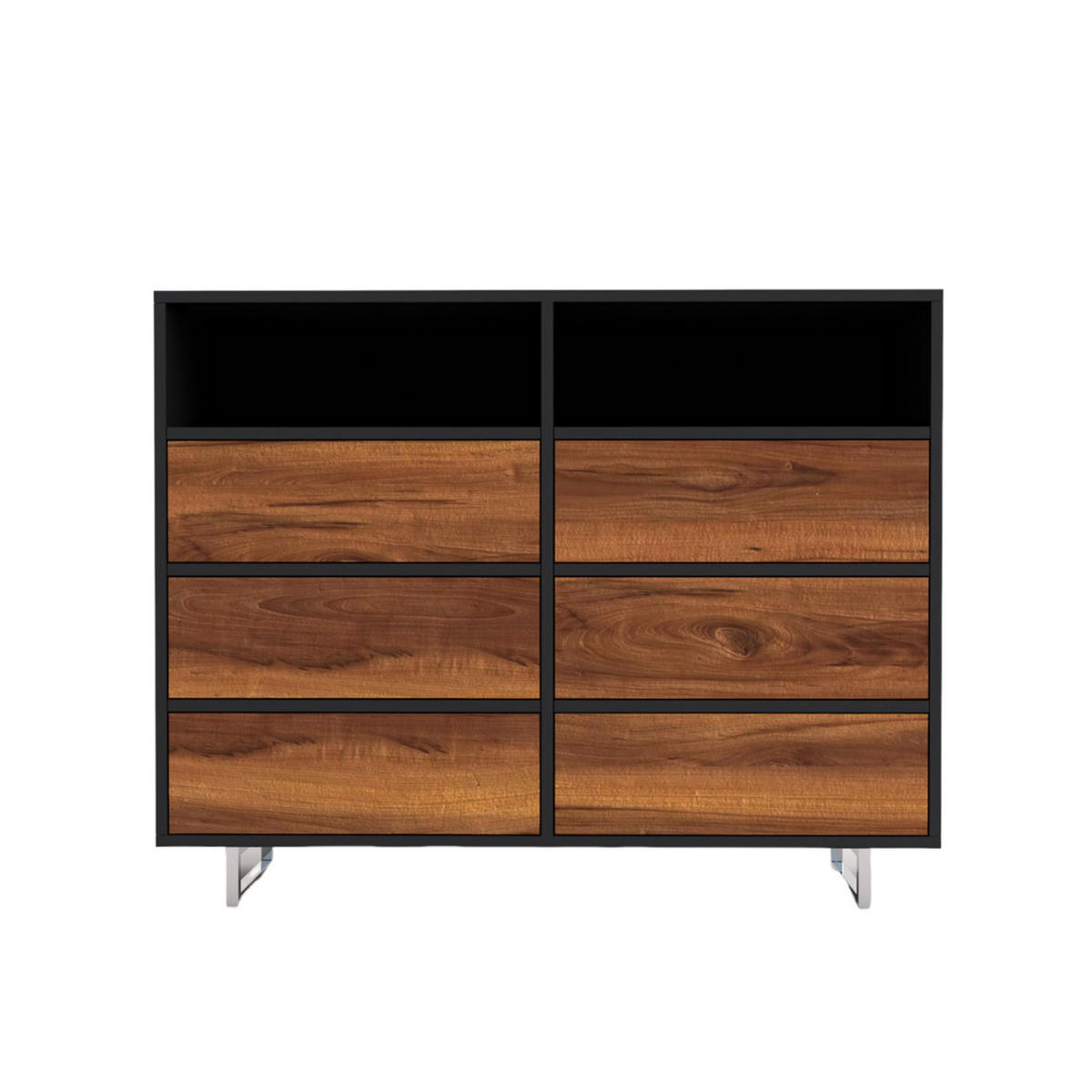 KOMMODE aus Massivholz mit Schubladen für das Wohnzimmer NESCA II - Eichefarben, Holz (120/95/40cm) - Rawood Furniture