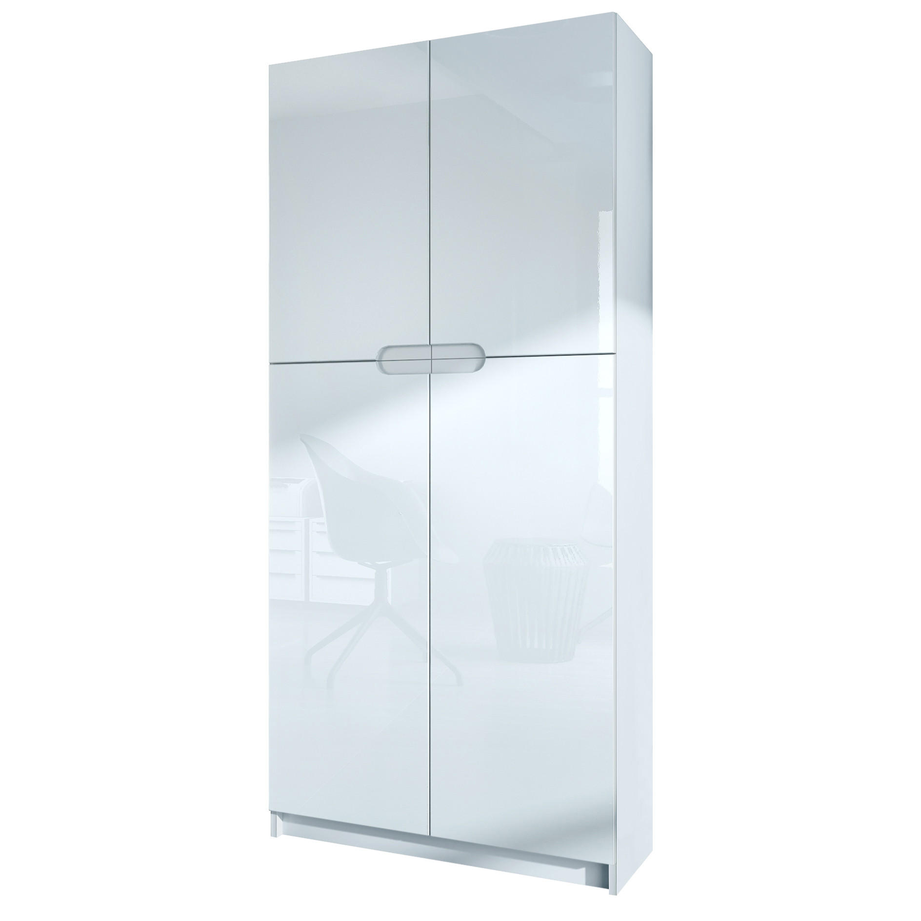 BÜROSCHRANK Logan Fronten in Weiß Hochglanz - Weiß Hochglanz, Holzwerkstoff (82/185/37cm) - Vladon