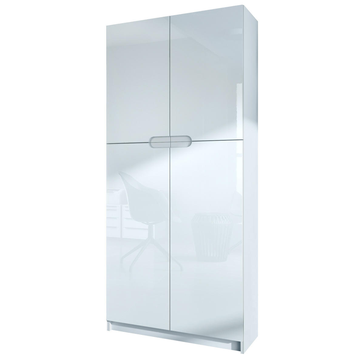 BÜROSCHRANK Logan Fronten in Weiß Hochglanz - Weiß Hochglanz, Holzwerkstoff (82/185/37cm) - Vladon