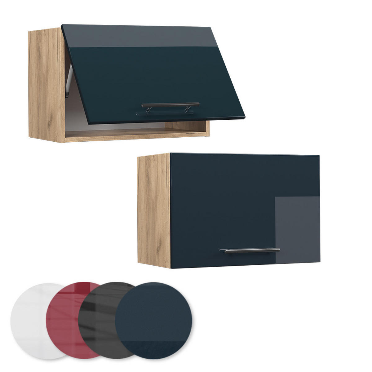 HÄNGESCHRANK Fame-Line Dunkelblau Hochglanz 60 cm Flach - Honigeiche/Eiche Wotan, Holzwerkstoff (60/40/34.1cm) - Vicco
