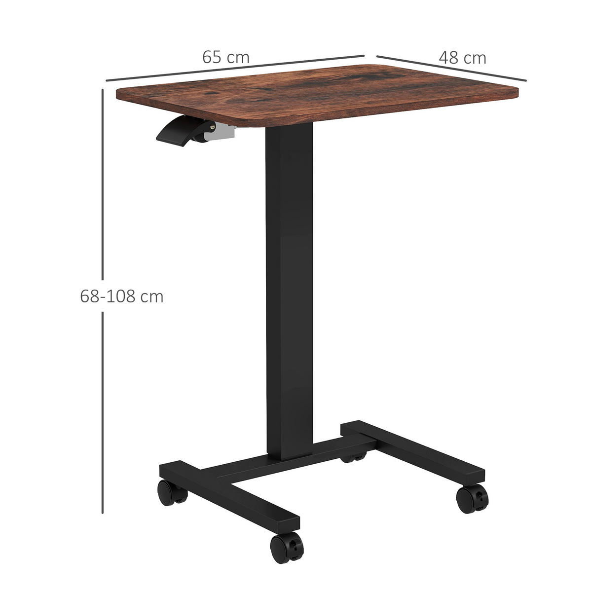 HÖHENVERSTELLBARER Schreibtisch, Braun - Braun, Kunststoff (65/48/108cm) - Vinsetto