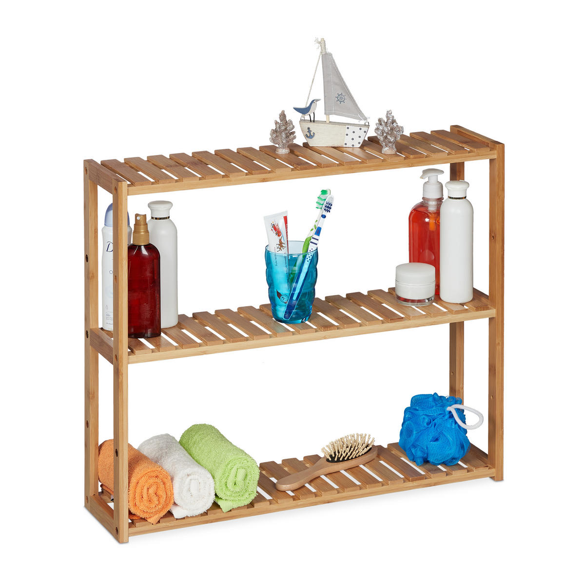 WANDREGAL - Hellbraun, Holz (60/50/15cm) - Relaxdays