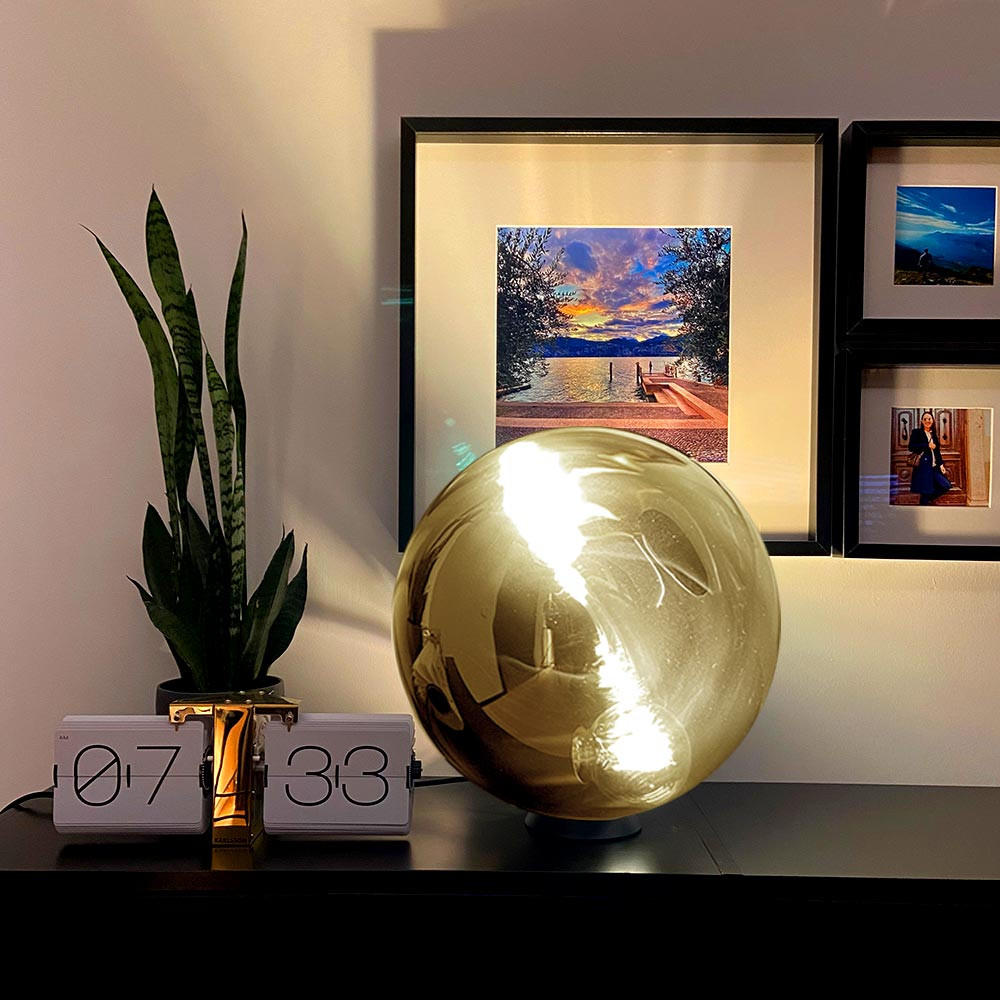 TISCHLAMPE Progress Ø 40cm Glaskugel Goldfarben - Goldfarben, Glas (40/40cm) - s.luce