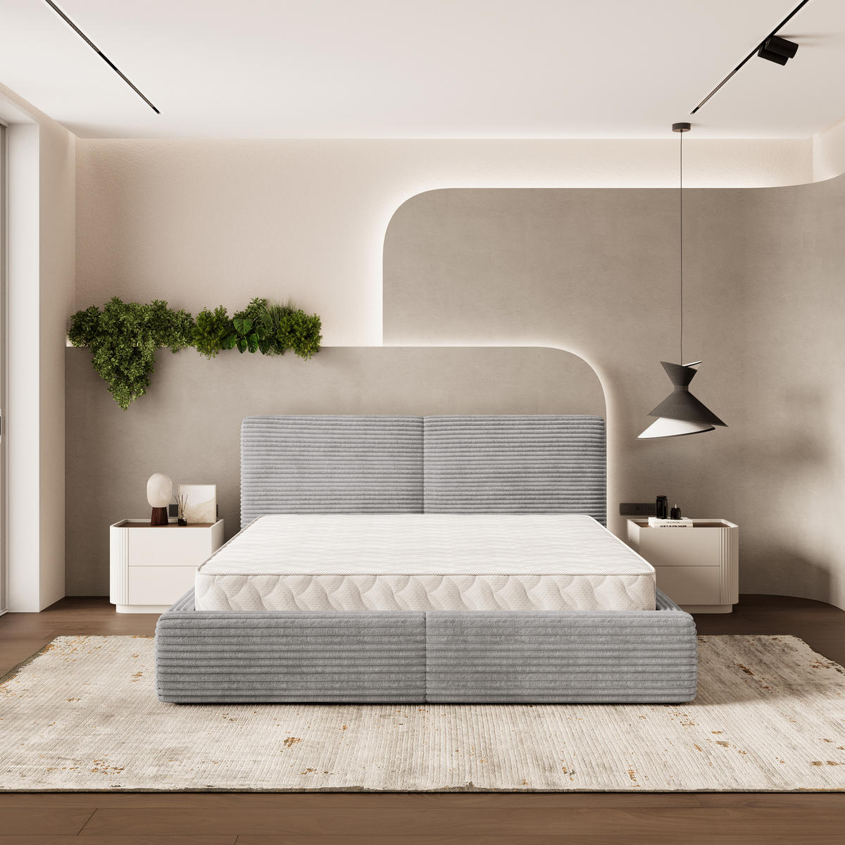 ČALOUNĚNÁ Postel FELURO 160x200 cm Světle šedá - světle šedá, kompozitní dřevo/textil (160/200cm) - MASSENO