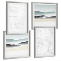 BILDER SET 4er Set - 50x50 cm & 40x60 cm Silberner Rahmen - Weiße Flecken auf Leinwandhintergrund - Silberfarben, Kunststoff (50/50cm) - TULUP