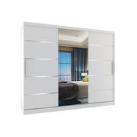 SCHWEBETÜRENSCHRANK Verona MBP, Weiß Matt, 232 cm, mit Spiegel - Weiß, Holz (232/216/60cm) - B BELINI GROUP