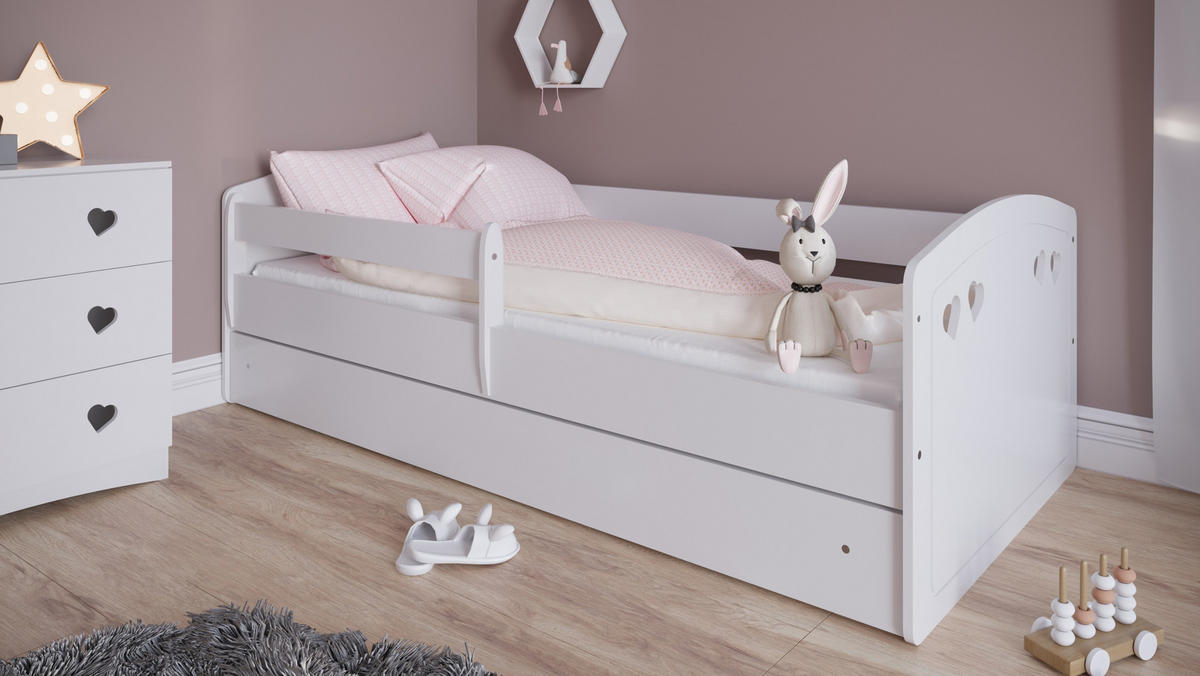 KINDERBETT JULIA mit Schublade ohne Matratze 90/65/184 - Weiß, Holzwerkstoff (80/180cm) - RAUMHIRSCH FURNITURE