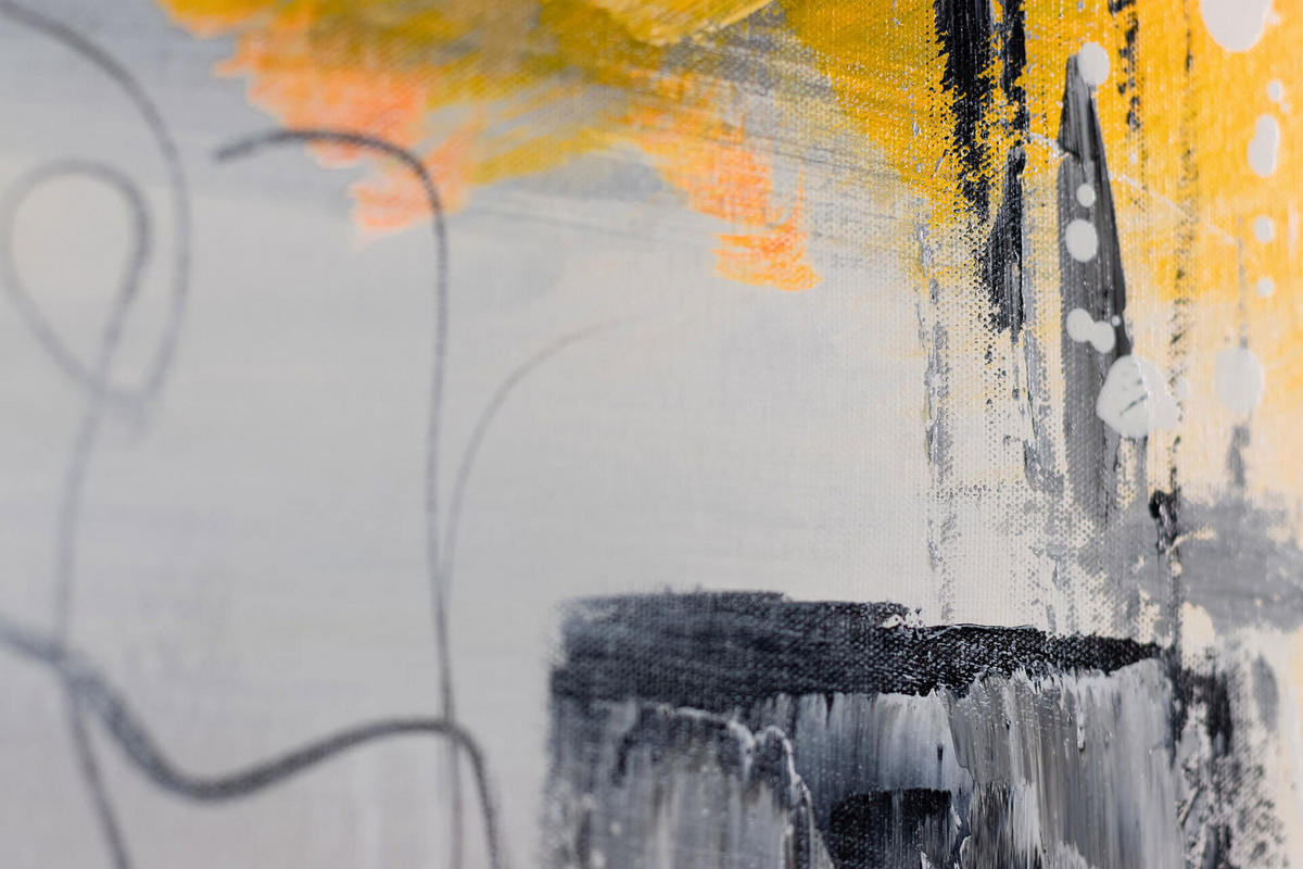 ACRYLBILD HANDGEMALT 103/78 cm - Orange/Grau, Textil (102.5/77.5cm) - KUNSTLOFT