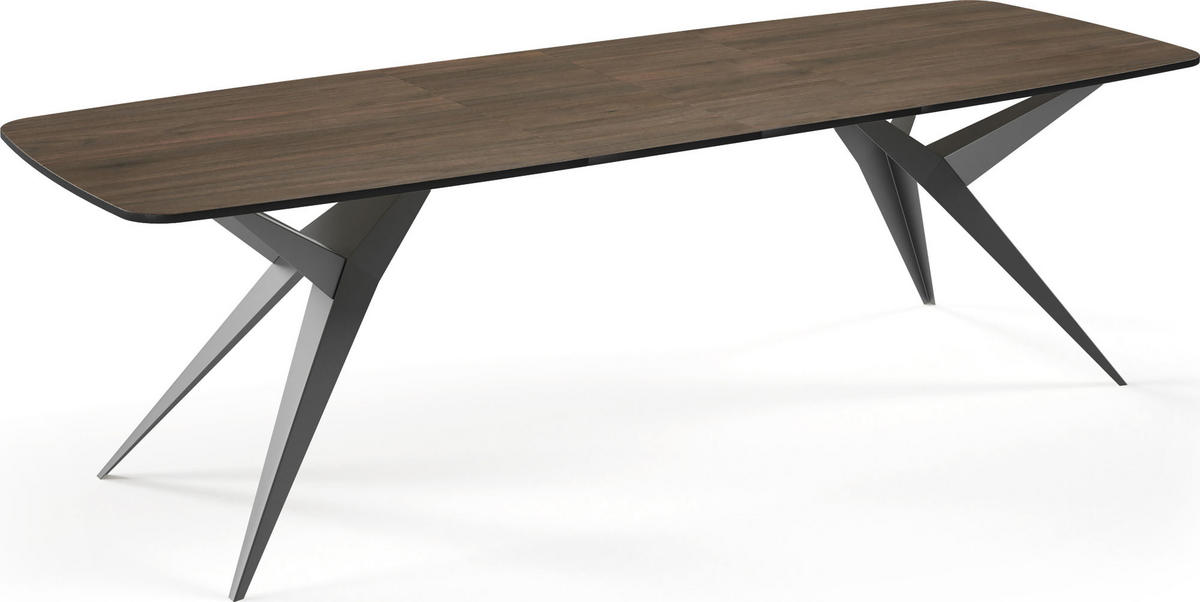 ESSTISCH Trax ausziehbar rechteckig oval, Walnuss Braun 180-260/90/76 - Walnussfarben/Schwarz, Holzwerkstoff/Metall (180/90/76cm) - WFL GROUP