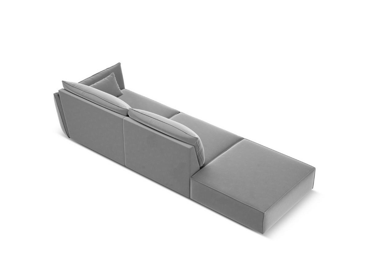 LINKES-SOFA Kaelle aus Samt grau 4 Sitzplätze - Grau, Textil (110/85/264cm) - Micadoni