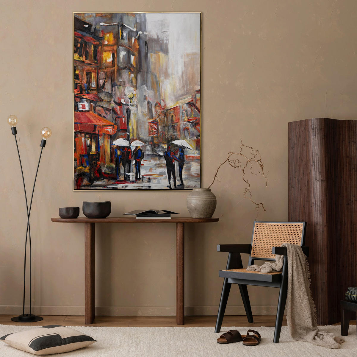 GEMÄLDE Städtische Atmosphäre Schattenfugenrahmen Blau 120x80 cm - Blau, Holz (120/80cm) - YS-art gallery