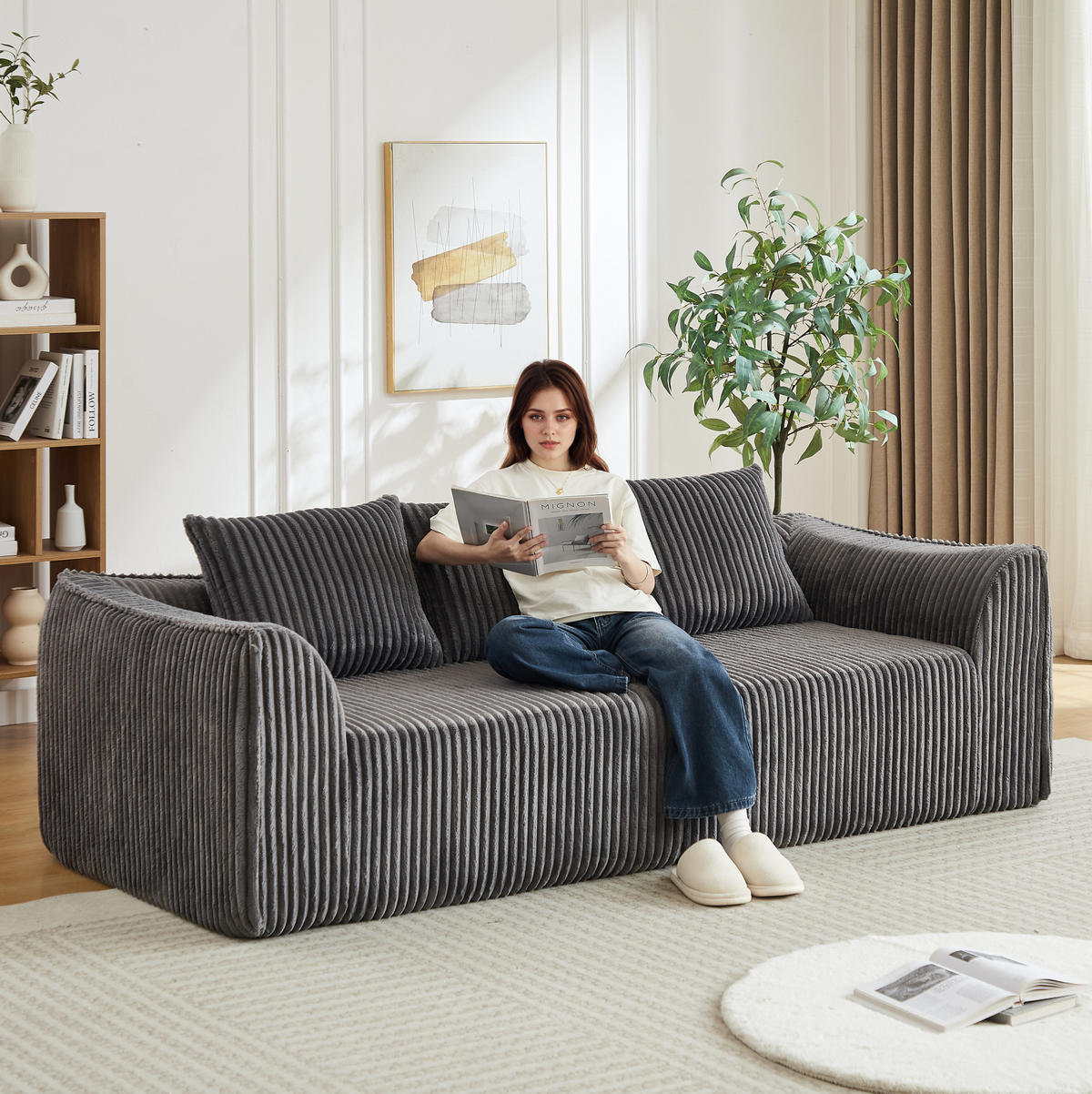 SOFA modular Cord Grey 2-tlg. - Grau, Kunststoff (101/72.5/235.5cm) - Meubliv