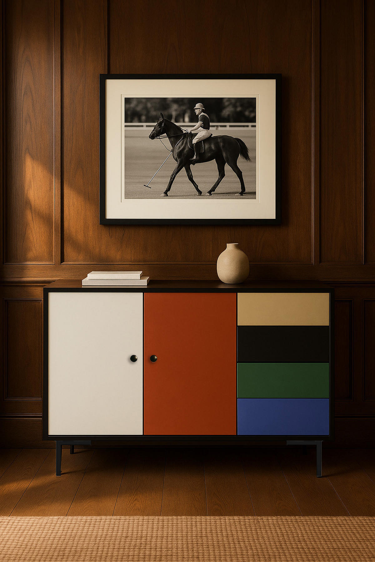 KOMMODE mit 2 Türen und 4 Schubladen aus MDF mit Walddruck WILMA - Multicolor, Holzwerkstoff (45/84/113cm) - RNT By Really Nice Things