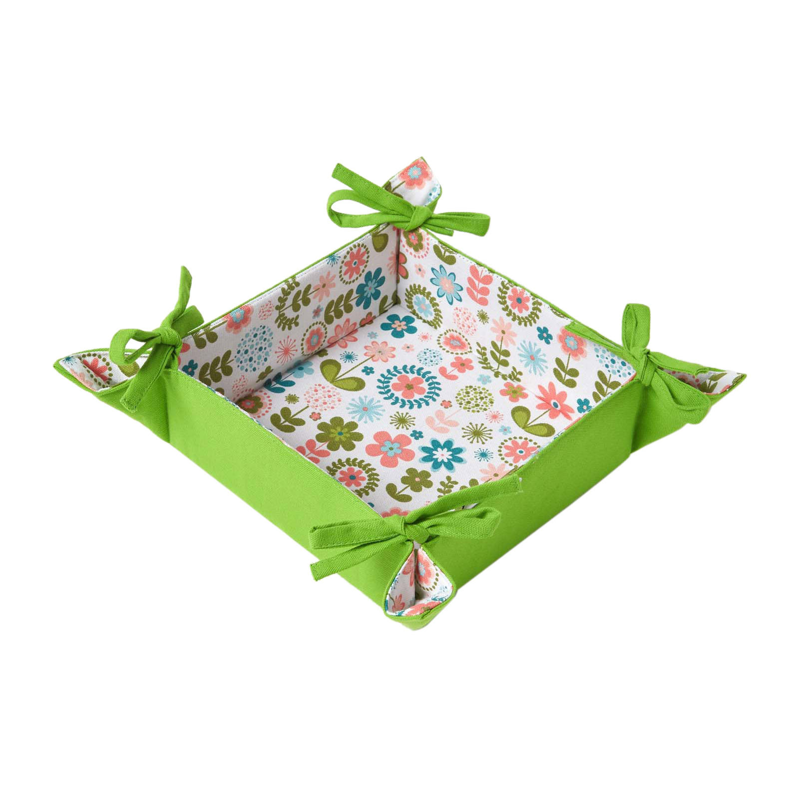 BROTKORB Retro-Blumen – faltbar mit Wende-Design - Limette, Textil (22/7/22cm) - Homescapes