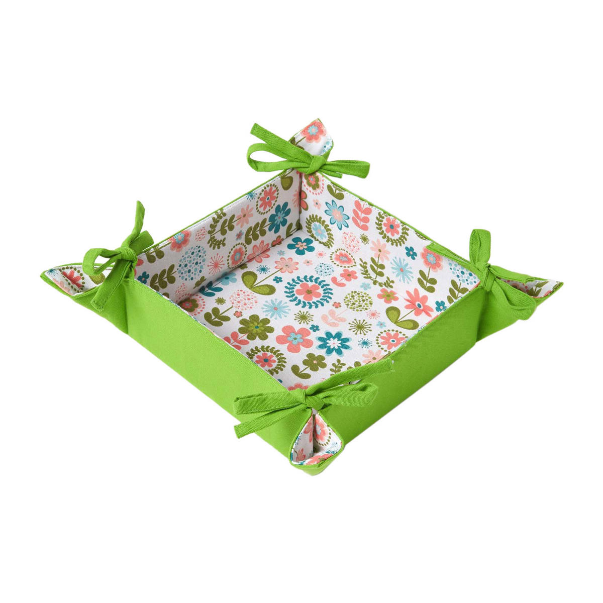 BROTKORB Retro-Blumen – faltbar mit Wende-Design - Limette, Textil (22/7/22cm) - Homescapes