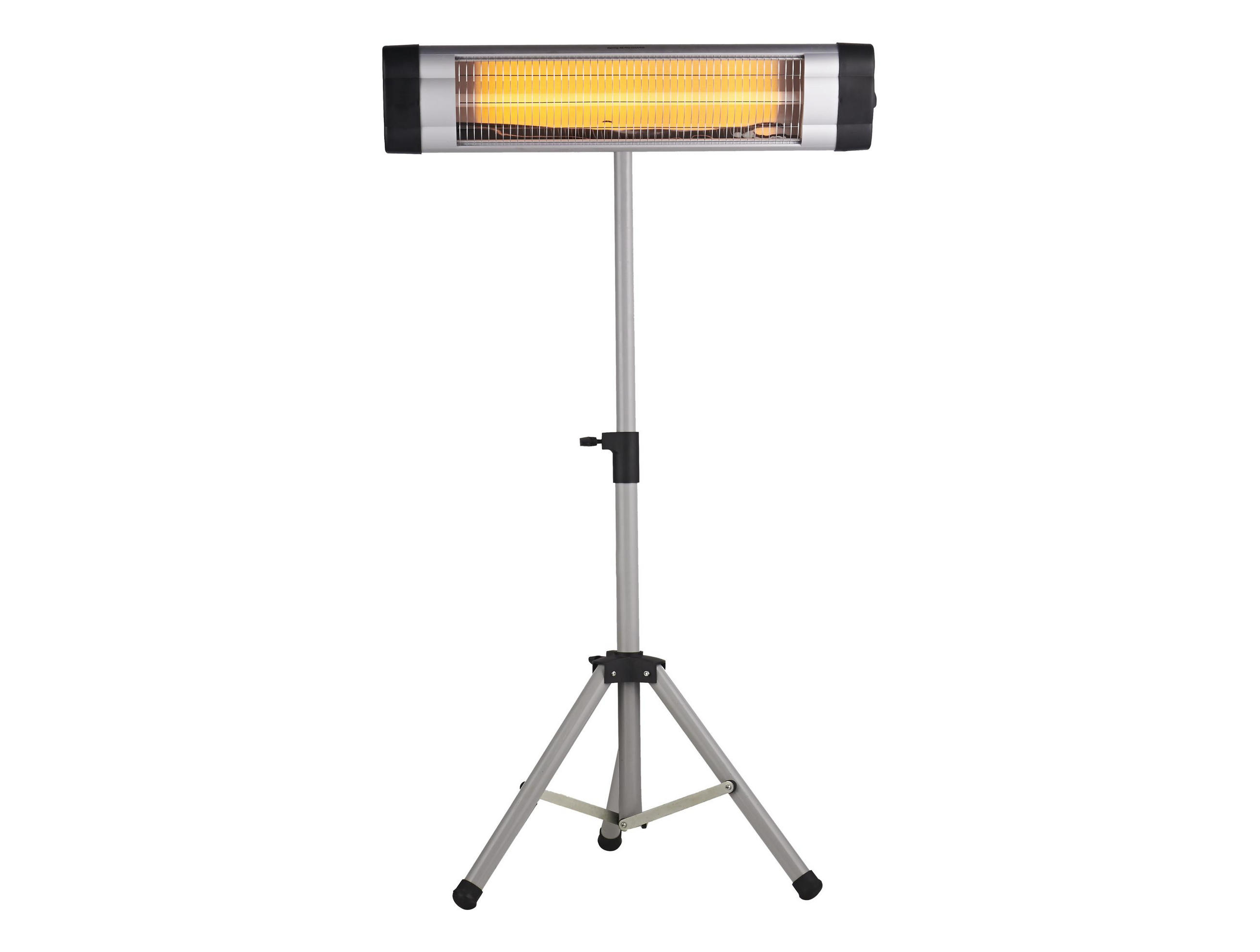 HALOGEN-HEIZUNG auf Standfuß Silber outdoortauglich und höhenverstellbar 3000 W - Silberfarben, Kunststoff/Metall (101/180/70cm) - Purline
