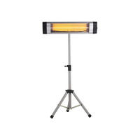 HALOGEN-HEIZUNG auf Standfuß Silber outdoortauglich und höhenverstellbar 3000 W - Silberfarben, Kunststoff/Metall (101/180/70cm) - Purline