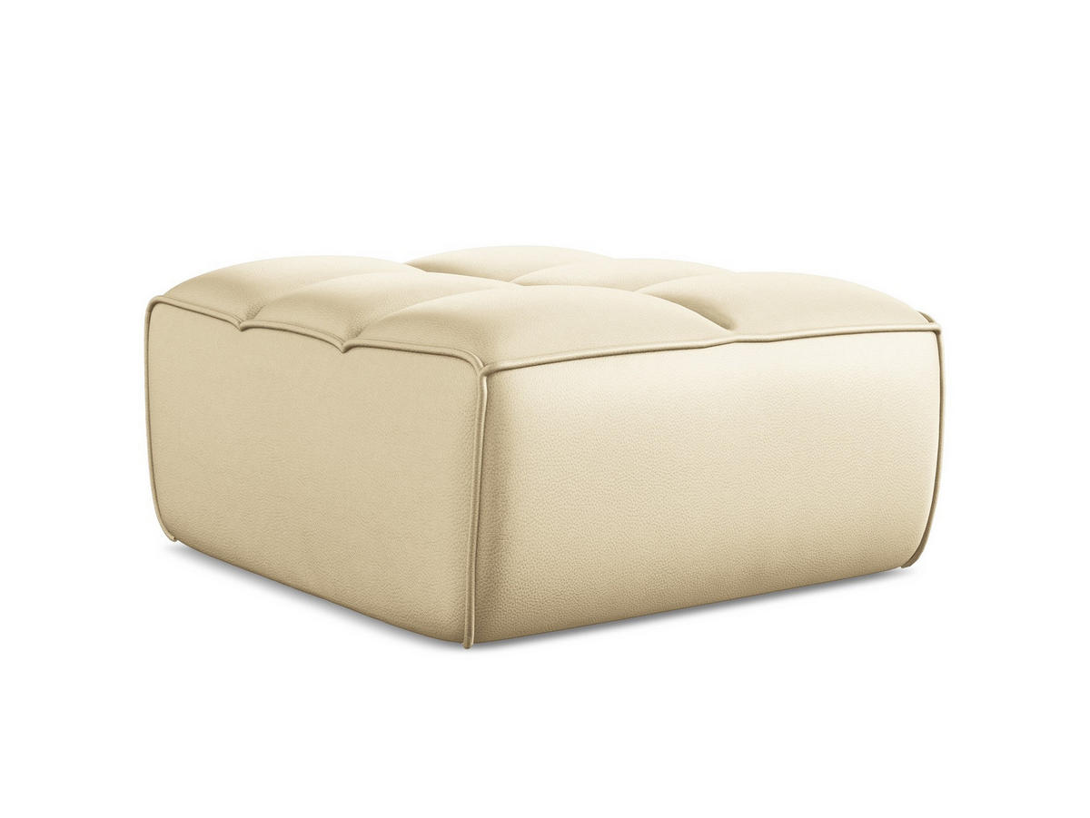 POUF Kunstleder Beige - Beige/Schwarz, Leder/Kunststoff (80/43/93cm) - Makamii