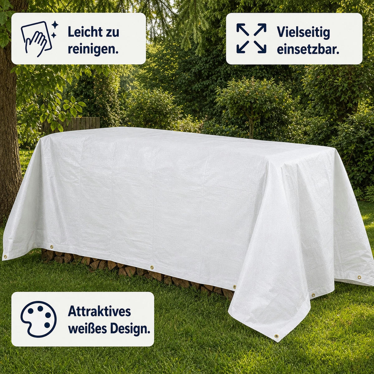 ABDECKPLANE 10x12m - Weiß, Kunststoff (1200/1000/10cm) - BONI-SHOP