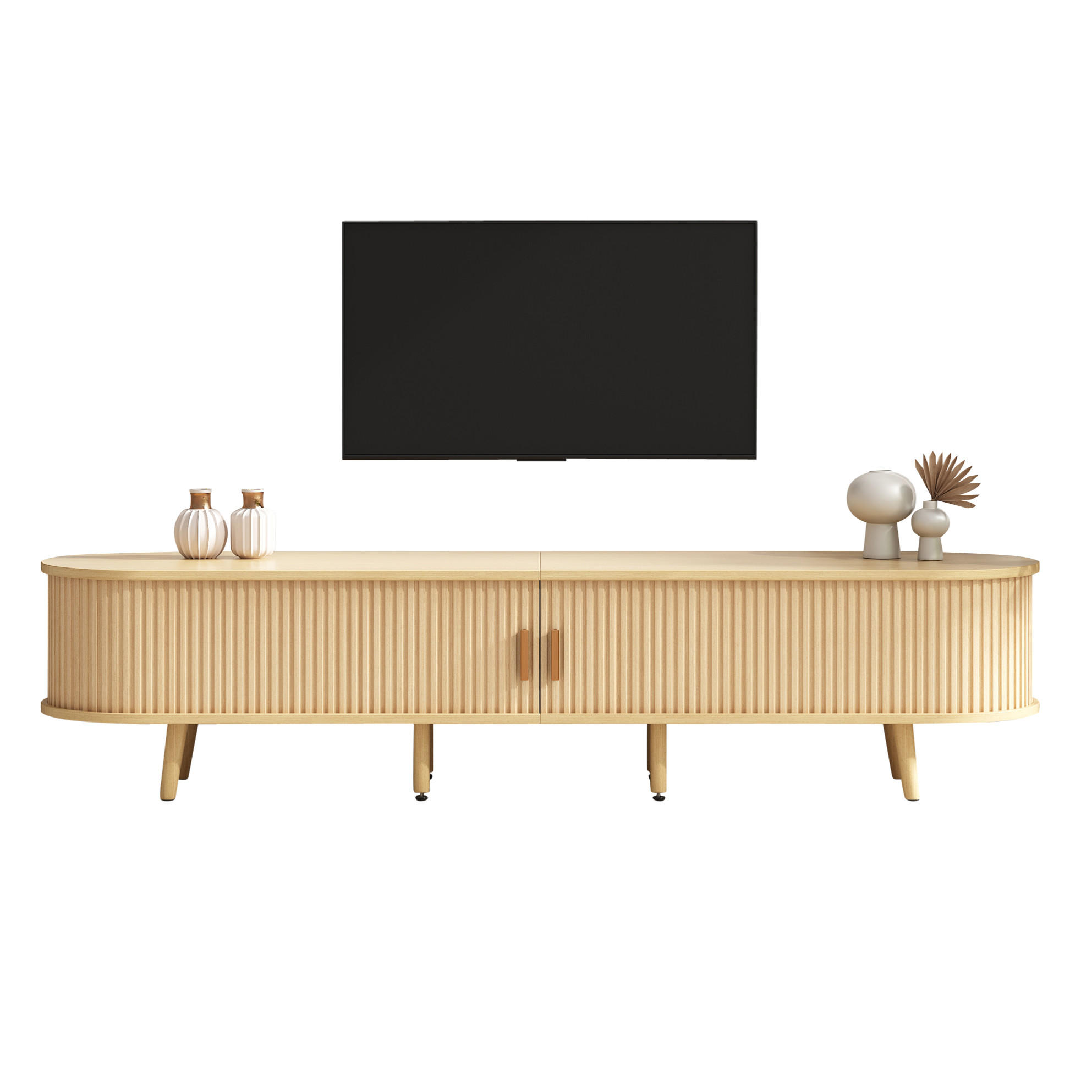 LOWBOARD 175/40/42 cm aus MDF mit Schiebetüren und 2 Schubladen Helles Walnussholz - Alteiche, Holzwerkstoff (175/42/40cm) - Modenvie