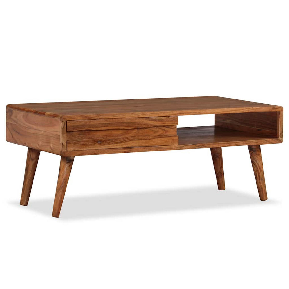 COUCHTISCH mit Schublade, 100/50/40 cm, aus Massivholz Geschnitzt, - Braun, Holz (100/50/40cm) - vidaXL