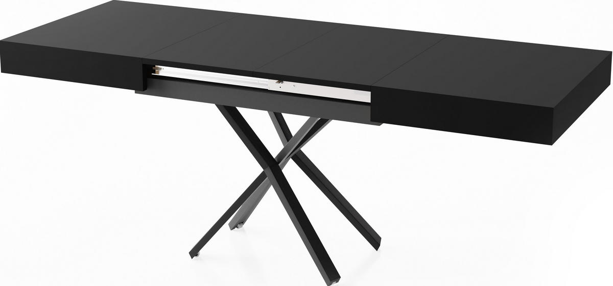 COUCHTISCH Cavetta X höhenverstellbar ausziehbar, Schwarz 120-200/80/27-76 cm - Schwarz, Holzwerkstoff/Metall (80/120/76cm) - WFL GROUP