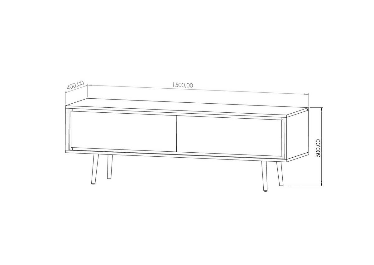 TV-SCHRANK Torina Kaschmir, mit goldenen Beinen - Kaschmir/Goldfarben, Holzwerkstoff/Metall (150/50/40cm) - Bettso