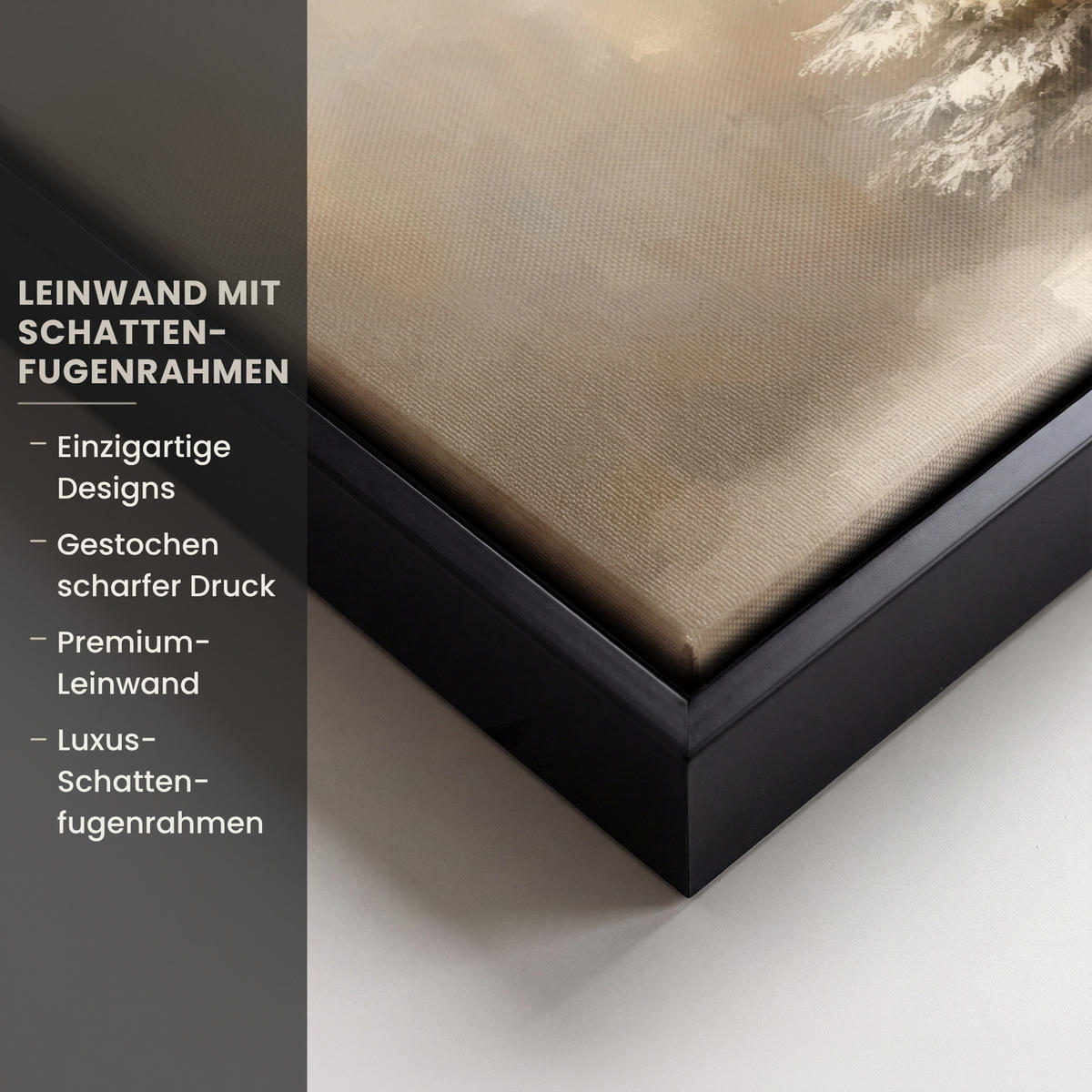 LEINWAND Bilder mit Rahmen - Weihnachten - Weihnachtsbaum - Schnee - Kunst - 40x30 - Champagner, Textil (40/30cm) - MuchoWow