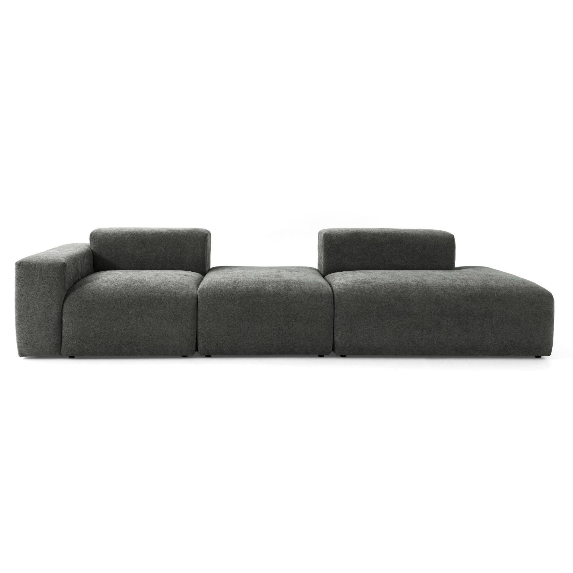 4-SITZER modulares Sofa HEAVEN SET 4 Rechts, Breite 335 cm Webstoff Dunkelgrau - Dunkelgrau/Schwarz, Holz/Kunststoff (102/71/335cm) - Muffo