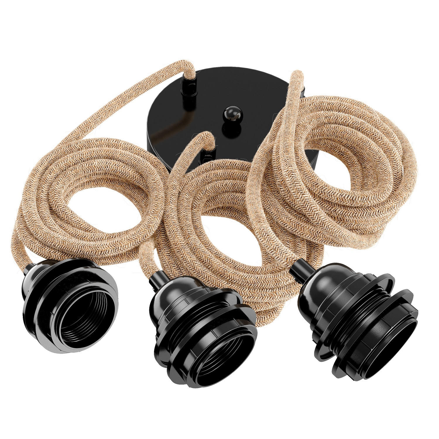 PENDELLEUCHTE Hang 3 Flammig Retro - Beige, Naturmaterialien (250/1/250cm) - HOOPZI