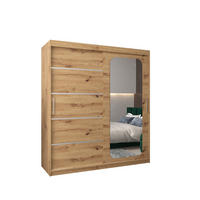 SCHWEBETÜRENSCHRANK 200/180/62 2-türig - Silberfarben/Eiche Artisan, Holz/Kunststoff (180/200/62cm) - MÖBEL KRYSPOL