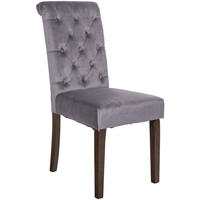 STUHL Samt dunkelgrau - Dunkelgrau/Walnussfarben, Holz/Textil (45/98/63cm) - CLP