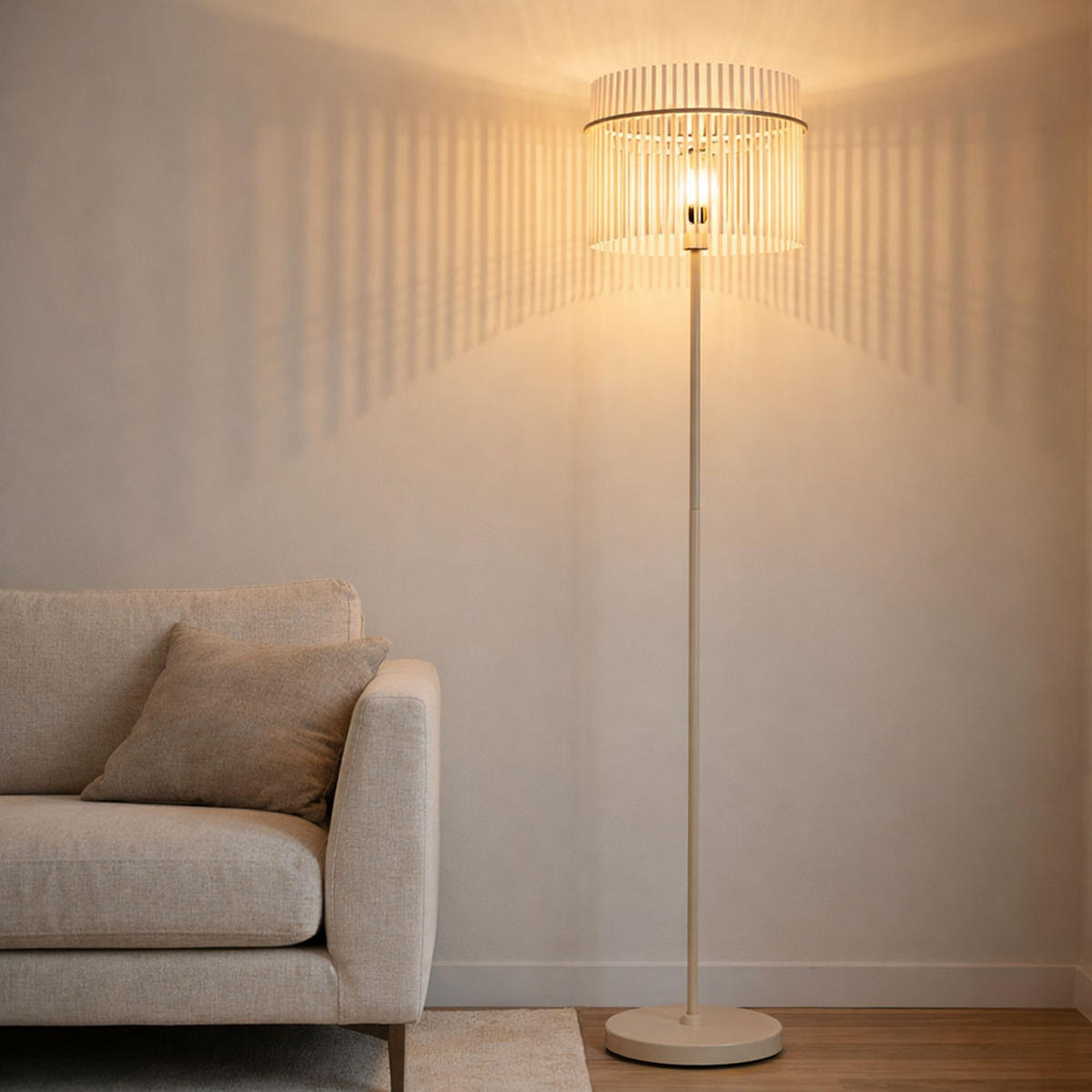 STEHLEUCHTE Gorley Metall sand matt, Glasstäbe satiniert - Bernsteinfarben, Glas (38/38/152cm) - Globo Lighting