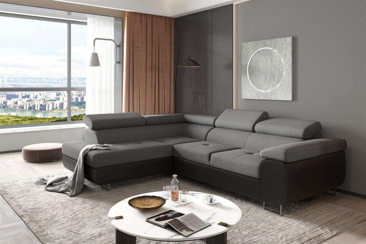 ECKSOFA Jade Mit Schlaffunktion - Grau, Holzwerkstoff/Textil (202/275cm) - Fun Möbel