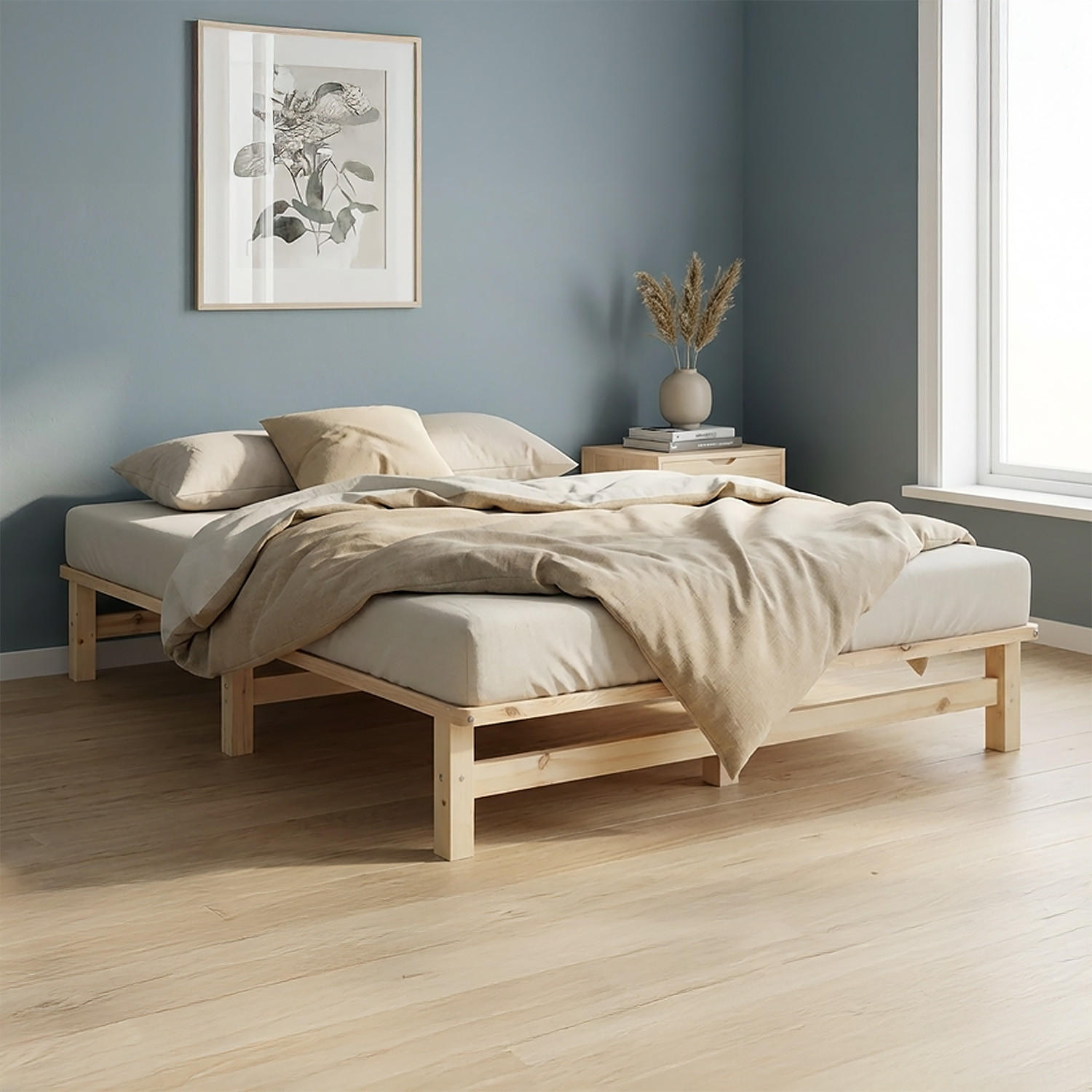 HOLZBETT Palettenbett 140/200 cm natur - Braun, Holz (140/200cm) - Homestyle4u