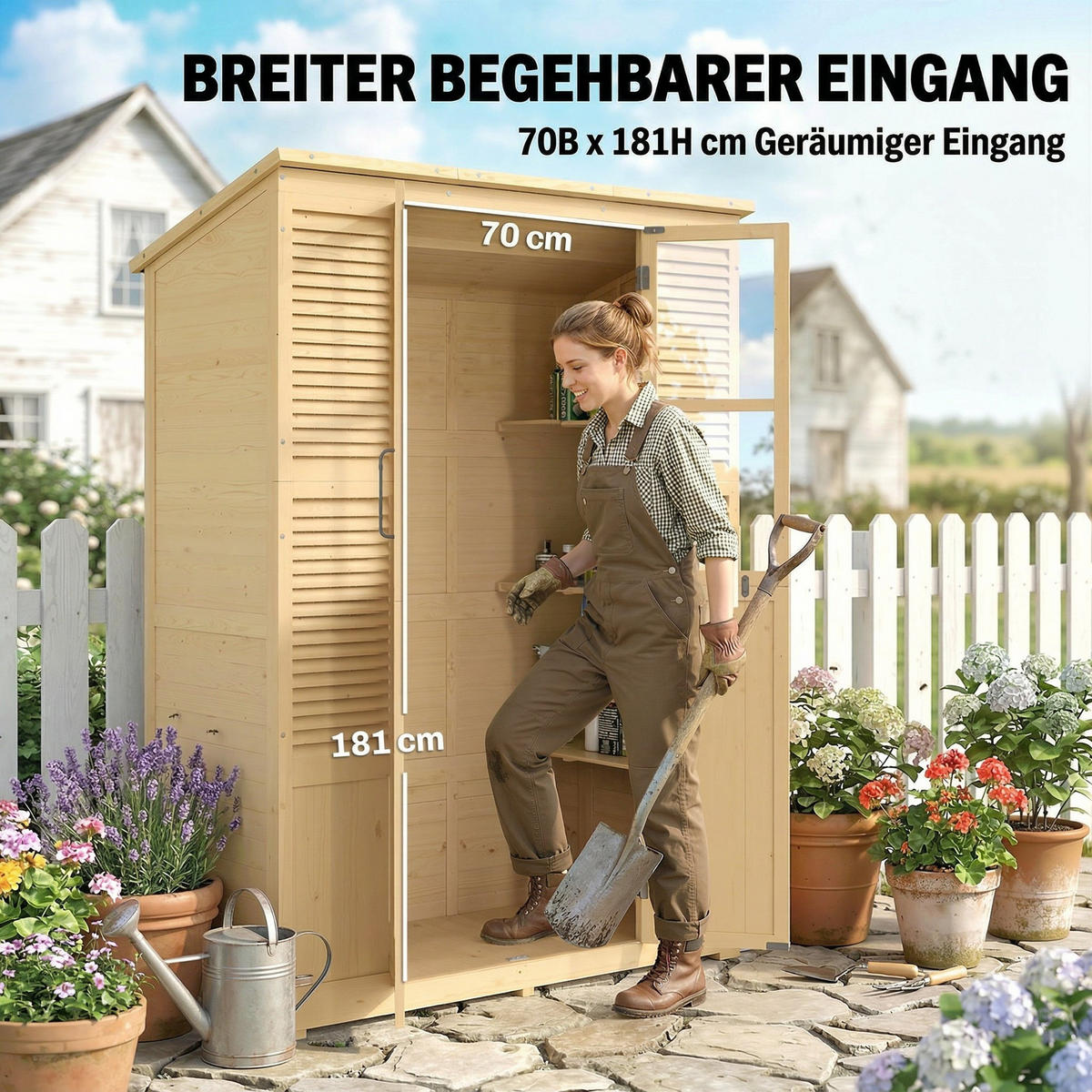 GERÄTESCHUPPEN DE-09248 Holzoptik - Naturfarben, Holz (147/198/68cm) - ComfortXL