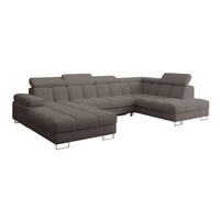 WOHNLANDSCHAFT mit Schlaffunktion und Bettkasten Ottomane RECHTS COMA U 345x203x79 Braun Bouclé - Dunkelbraun, Holzwerkstoff/Textil (203/79/345cm) - ALTDECOR
