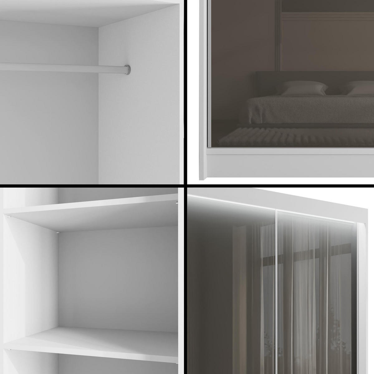 KLEIDERSCHRANK PEKA mit LED - 150 cm - Weiß|Grau - Weiß/Grau, Holzwerkstoff (150/215/61cm) - ALTDECOR