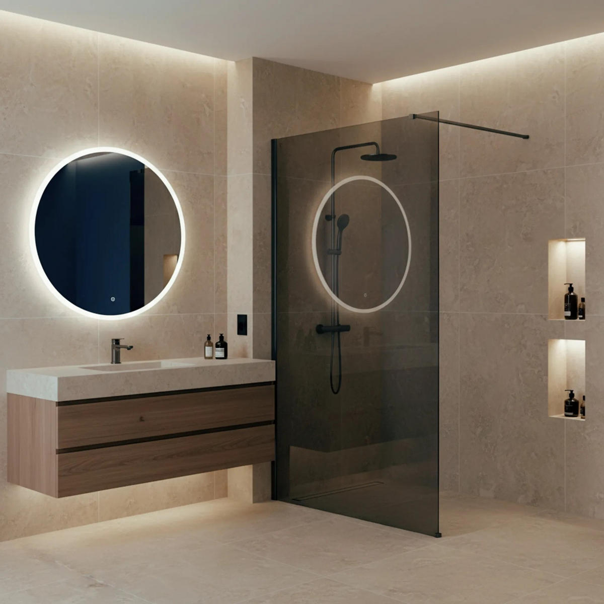 DUSCHWAND Rea Flexi Grey / Titan 120 - Titanfarben, Glas (120/120/195cm) - REA