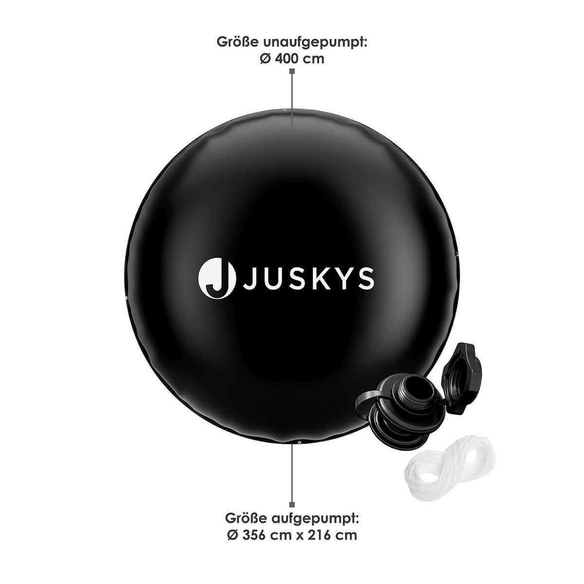 POOLABDECKUNG Rund 4 Meter aufblasbar - Schwarz, Kunststoff (356/356cm) - Juskys