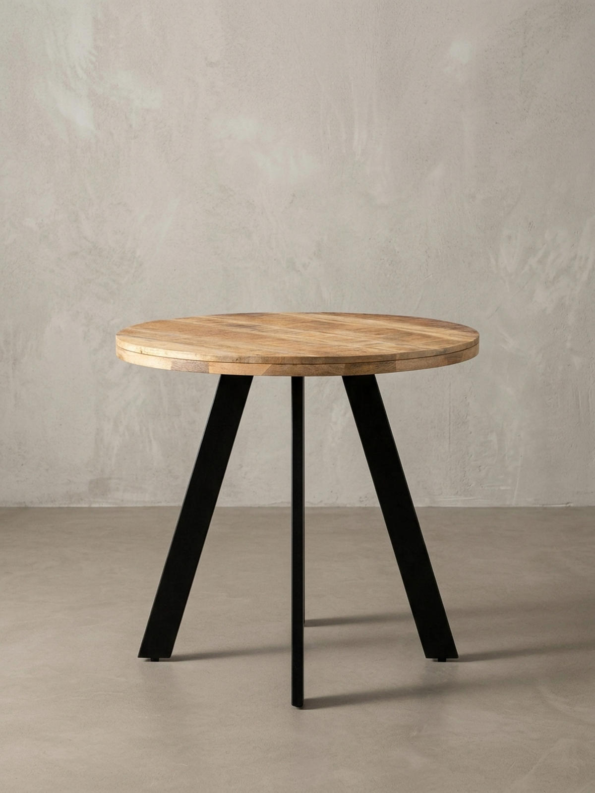 ESSZIMMERTISCH – Rund Mango Massivholz 80x80x75 cm Metallbeine Modern - Schwarz/Braun, Holz/Metall (80/80/75cm) - KADIMA DESIGN