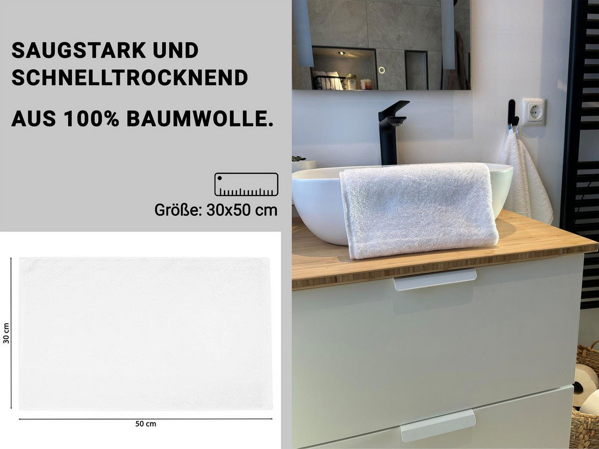 GÄSTETÜCHER, 10er-Set, 30x50 cm, 100% Baumwolle, Weiß - Weiß, Textil (30/50cm) - Zollner