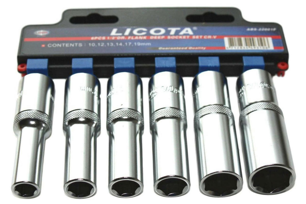 NUSS- UND STECKSCHLÜSSELSÄTZE, 1/2 Zoll, 6-teilig, SW 10-19 - Silberfarben, Metall (25/1/1cm) - BONI-SHOP