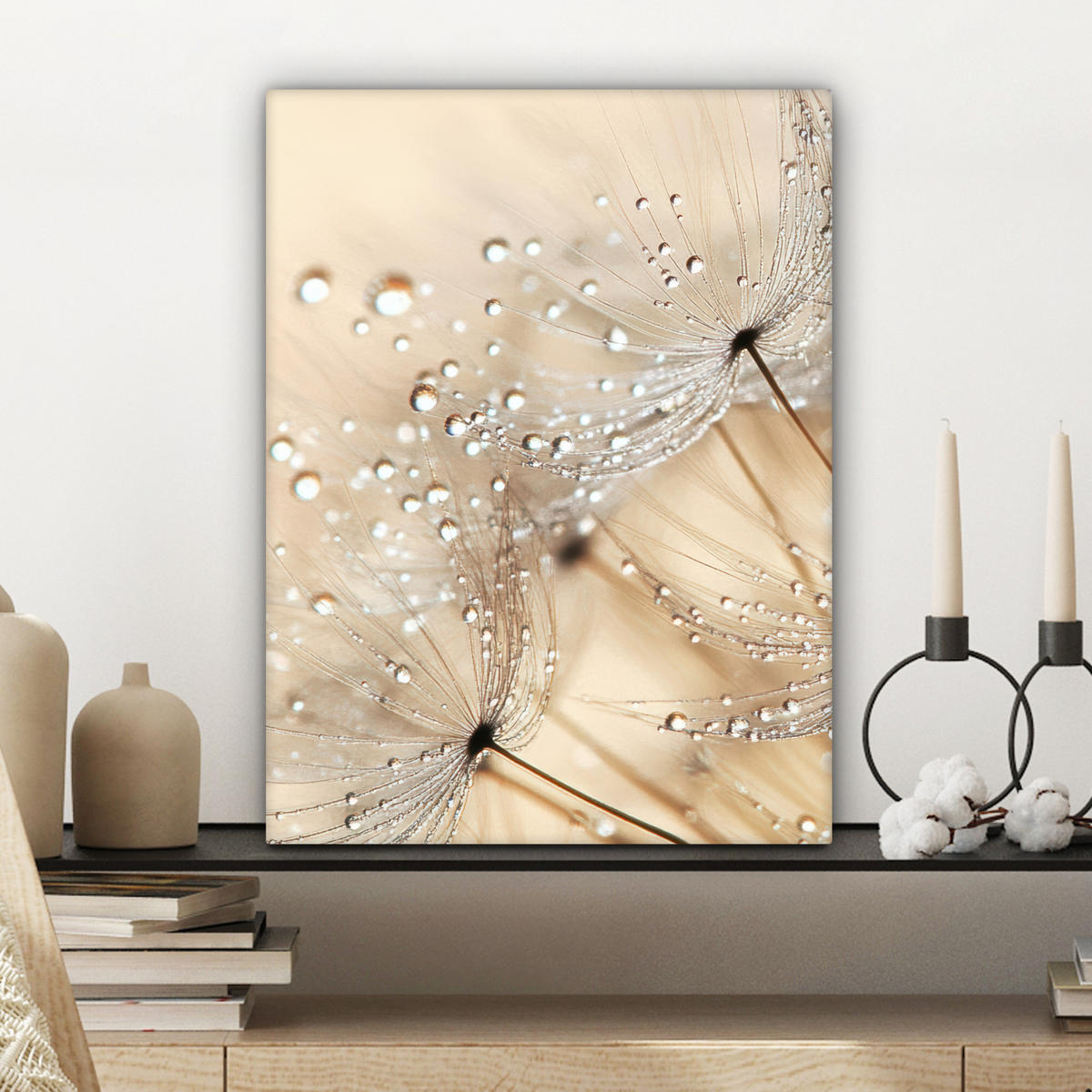 LEINWANDBILD Löwenzahn - Abstrakt - Natur - Beige Room Decor 30x40 cm - Braun, Textil (30/40cm) - MuchoWow